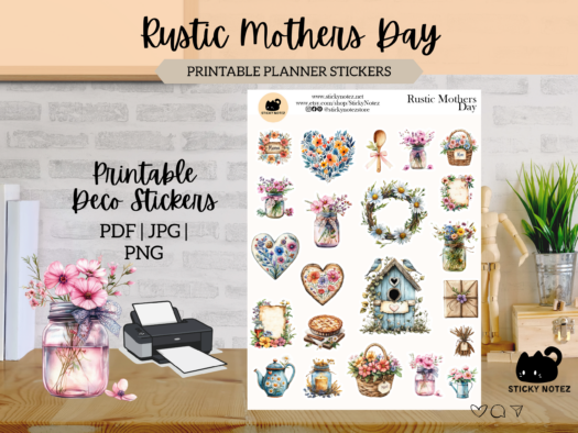 Rustic Mother's Day Printable Stickers