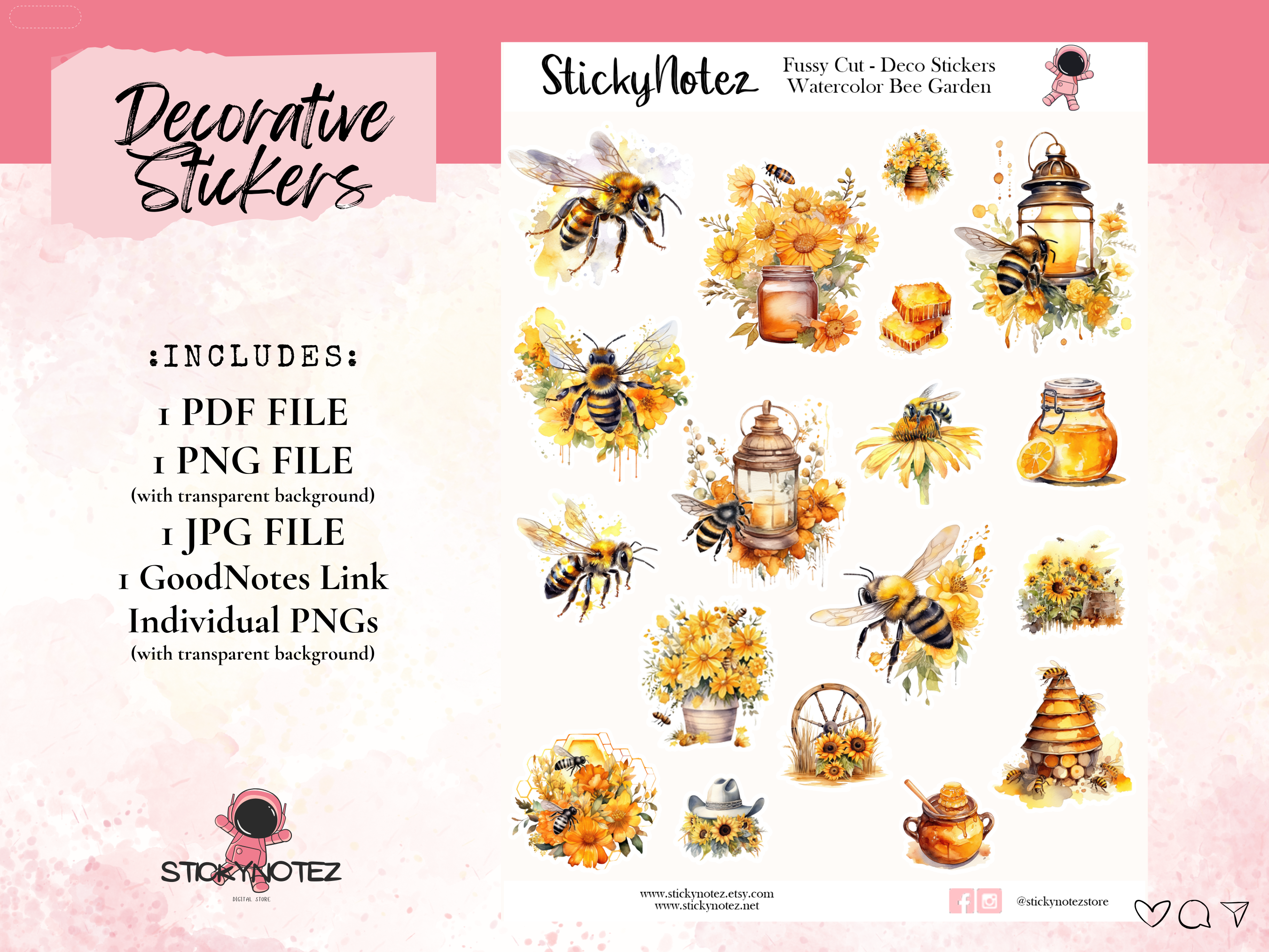 Watercolor Bee Garden