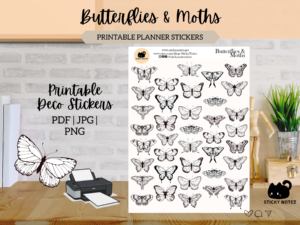 Butterflies and Moths Printable Stickers