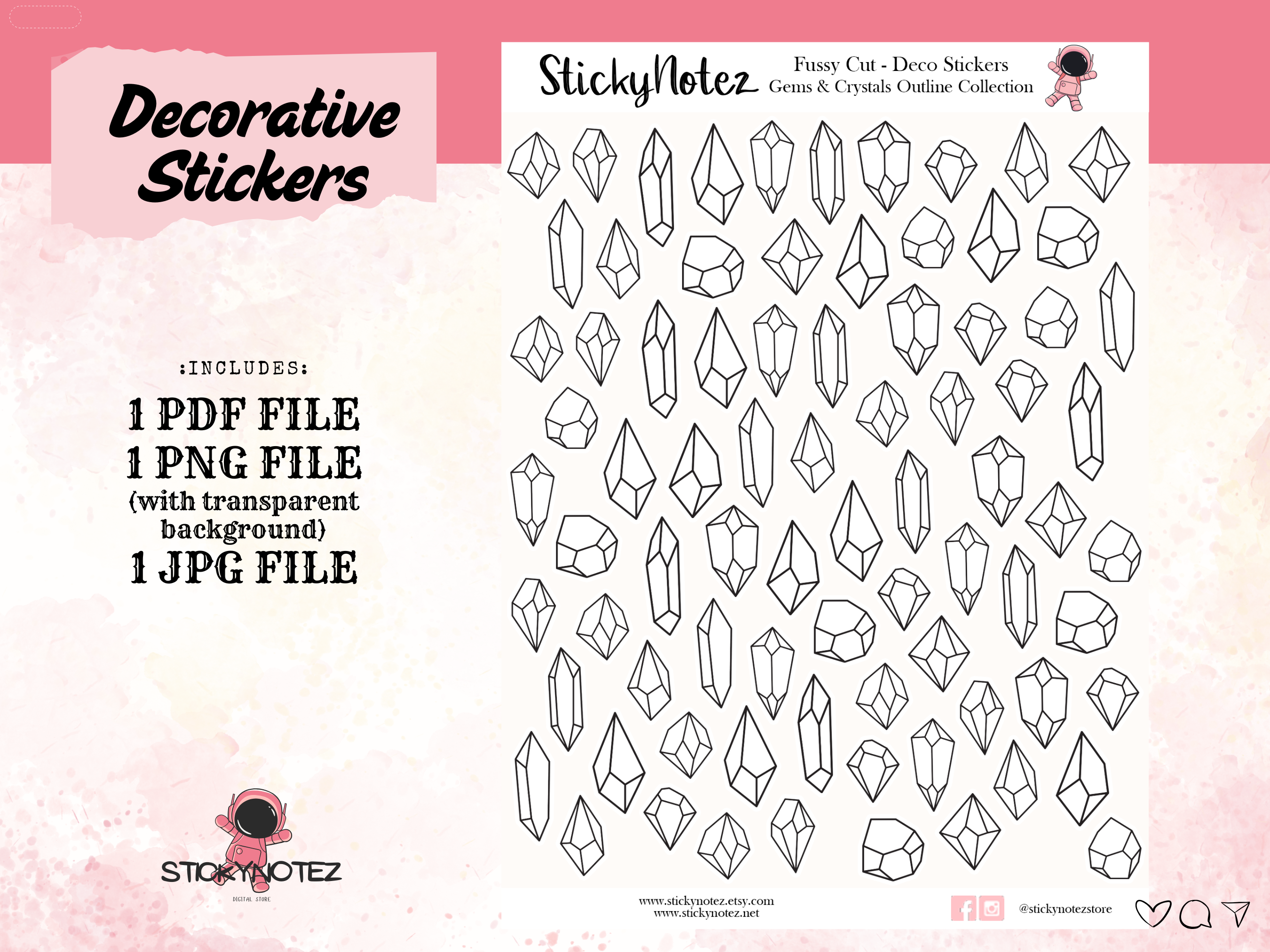 Gems & Crystals Outline