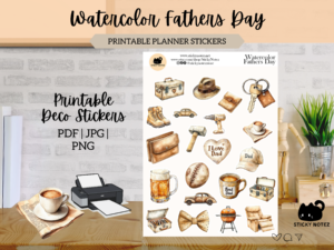 Watercolor Fathers Day Printable Stickers