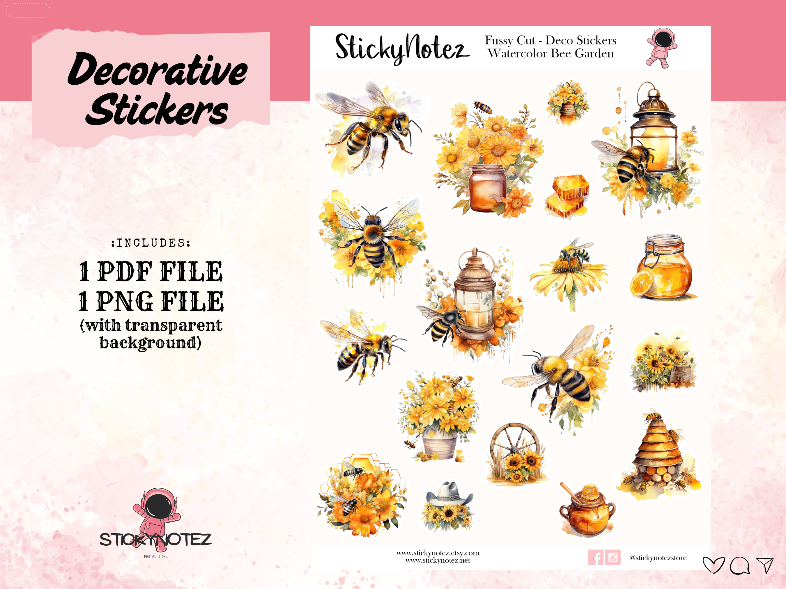 Watercolor Bee Garden